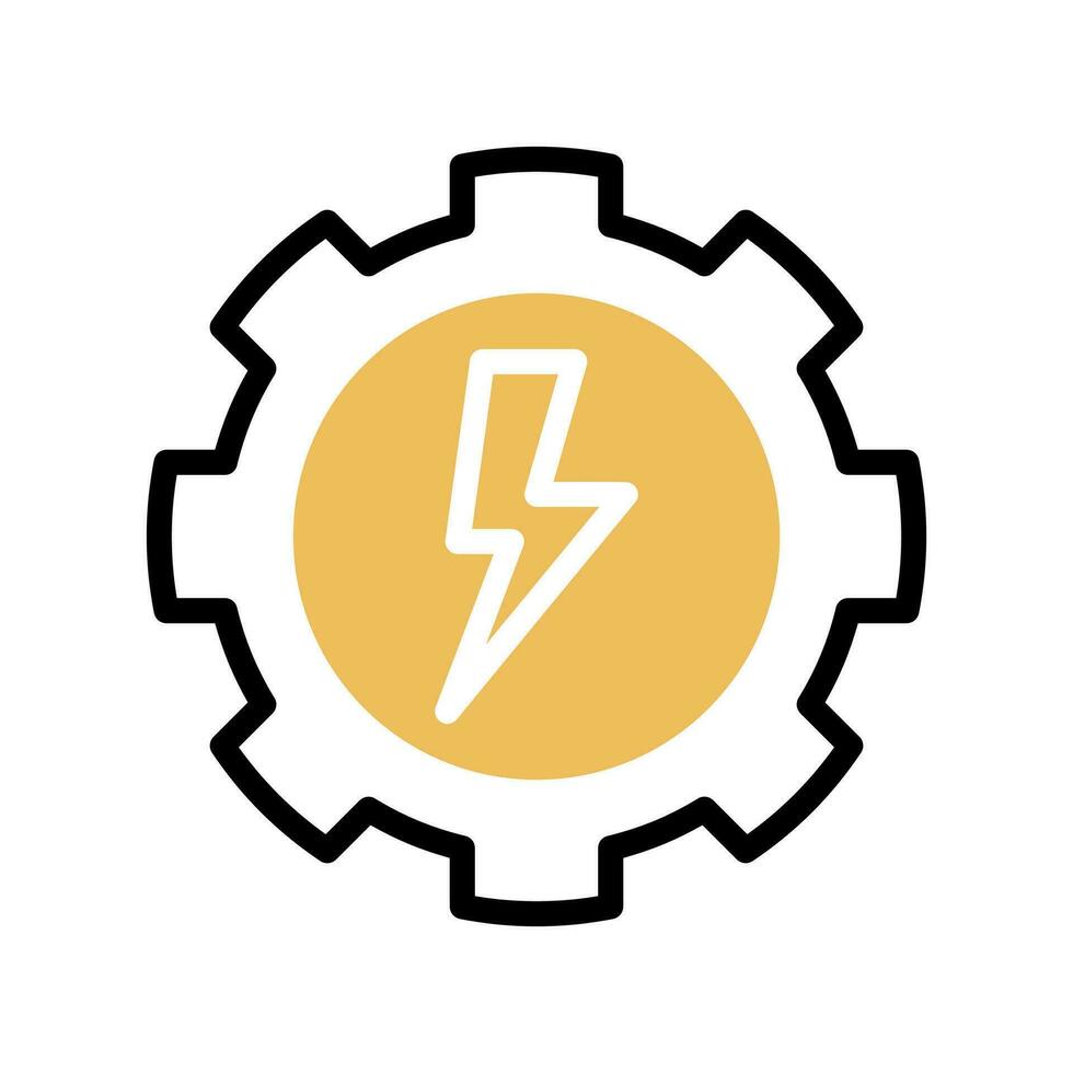 gear energy icon,lightning.isolated editable white background. vector