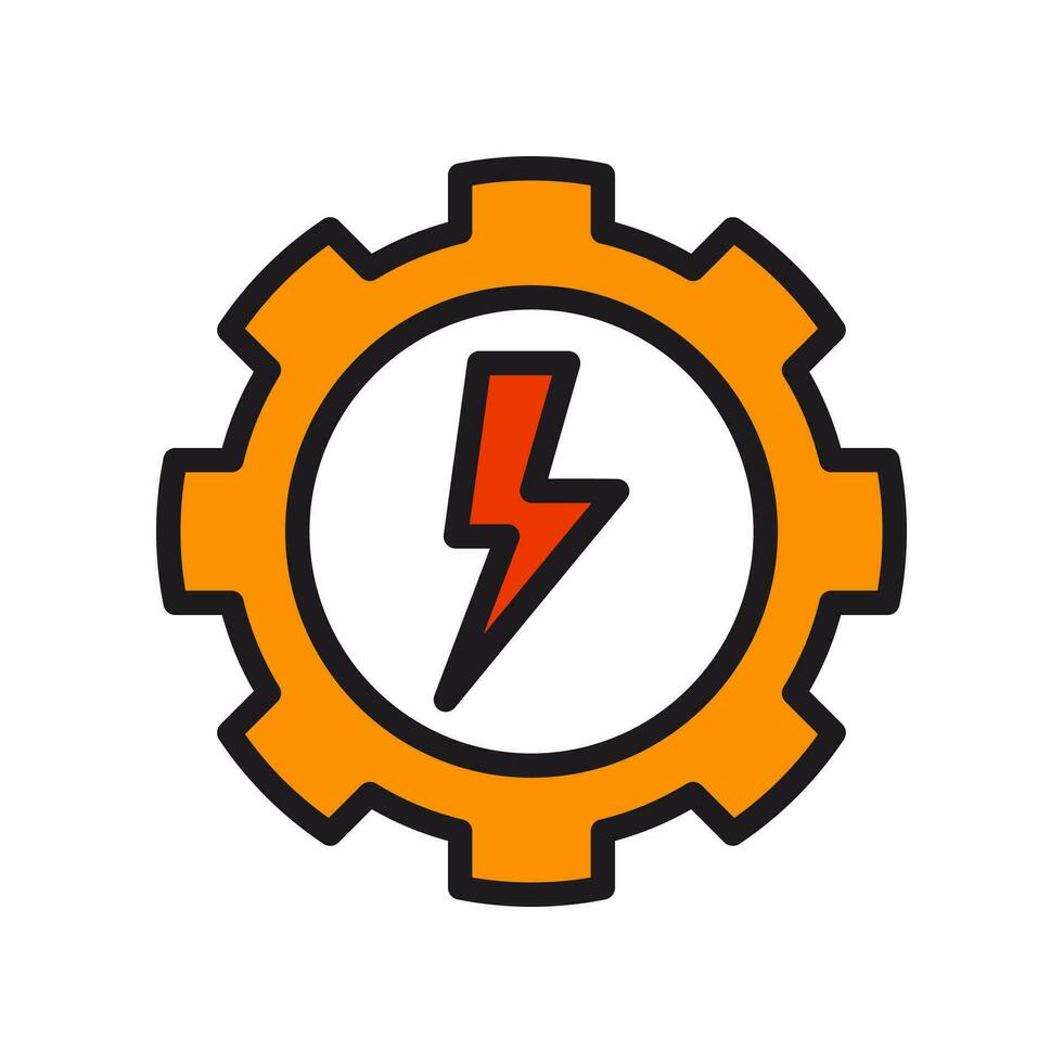 gear energy icon,lightning.isolated editable white background. vector