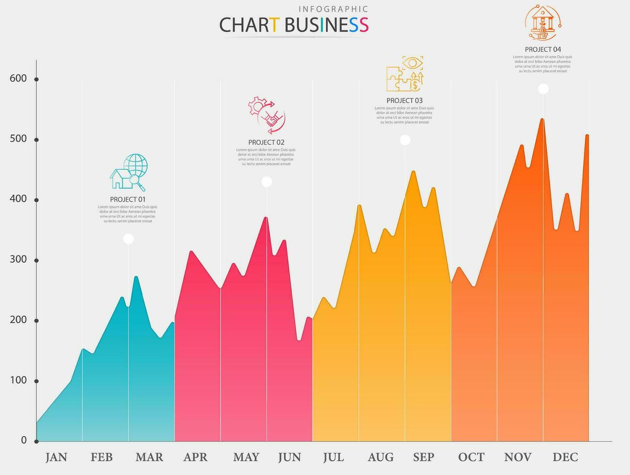 Modern infographic style with interface.12-month financial statistics chart. vector