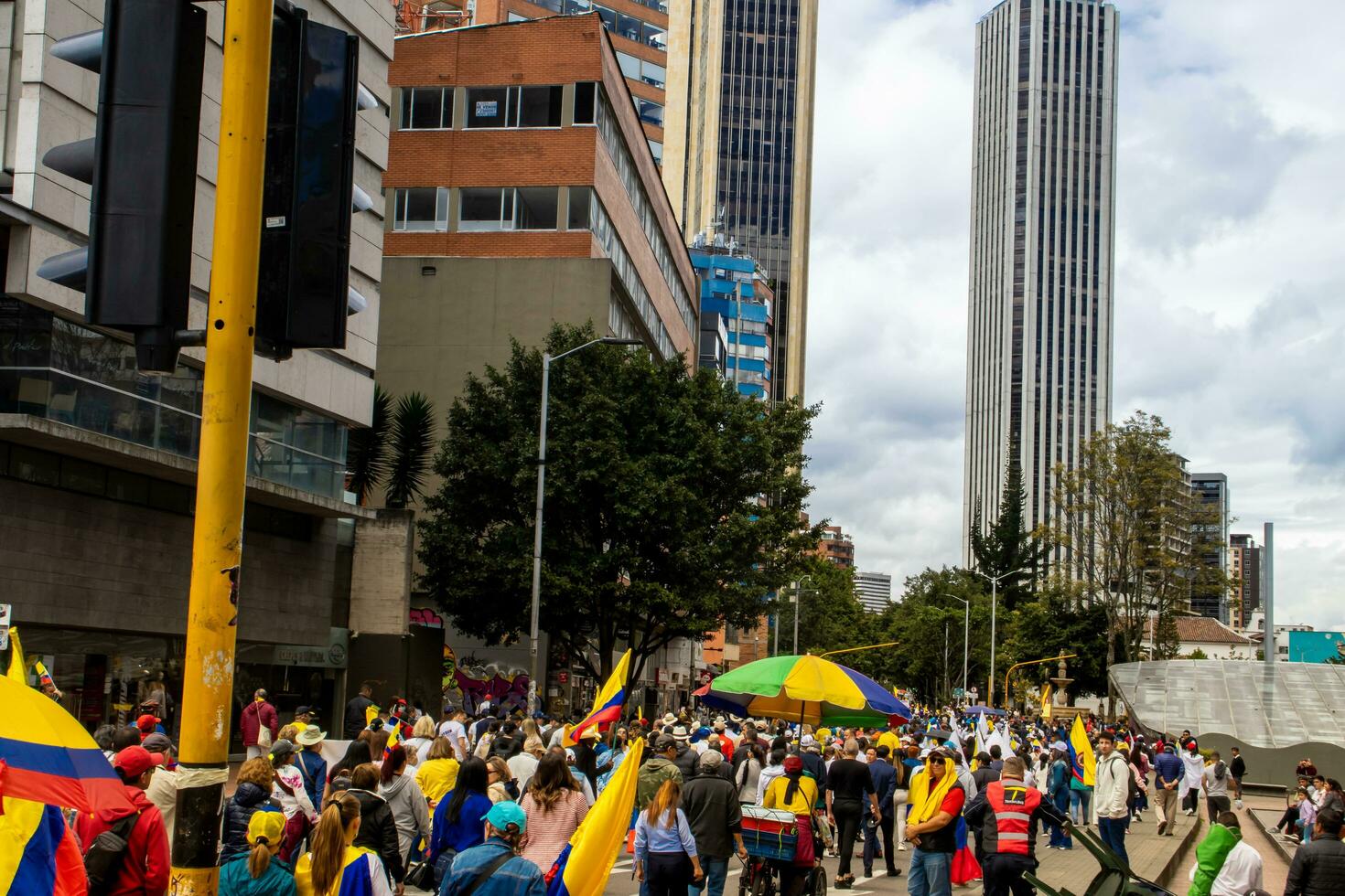 Bogota, Colombia, 16 August 2023. March asking for Gustavo Petro impeachment. Peaceful protest march in Bogota Colombia against the government of Gustavo Petro called La Marcha de la Mayoria. photo