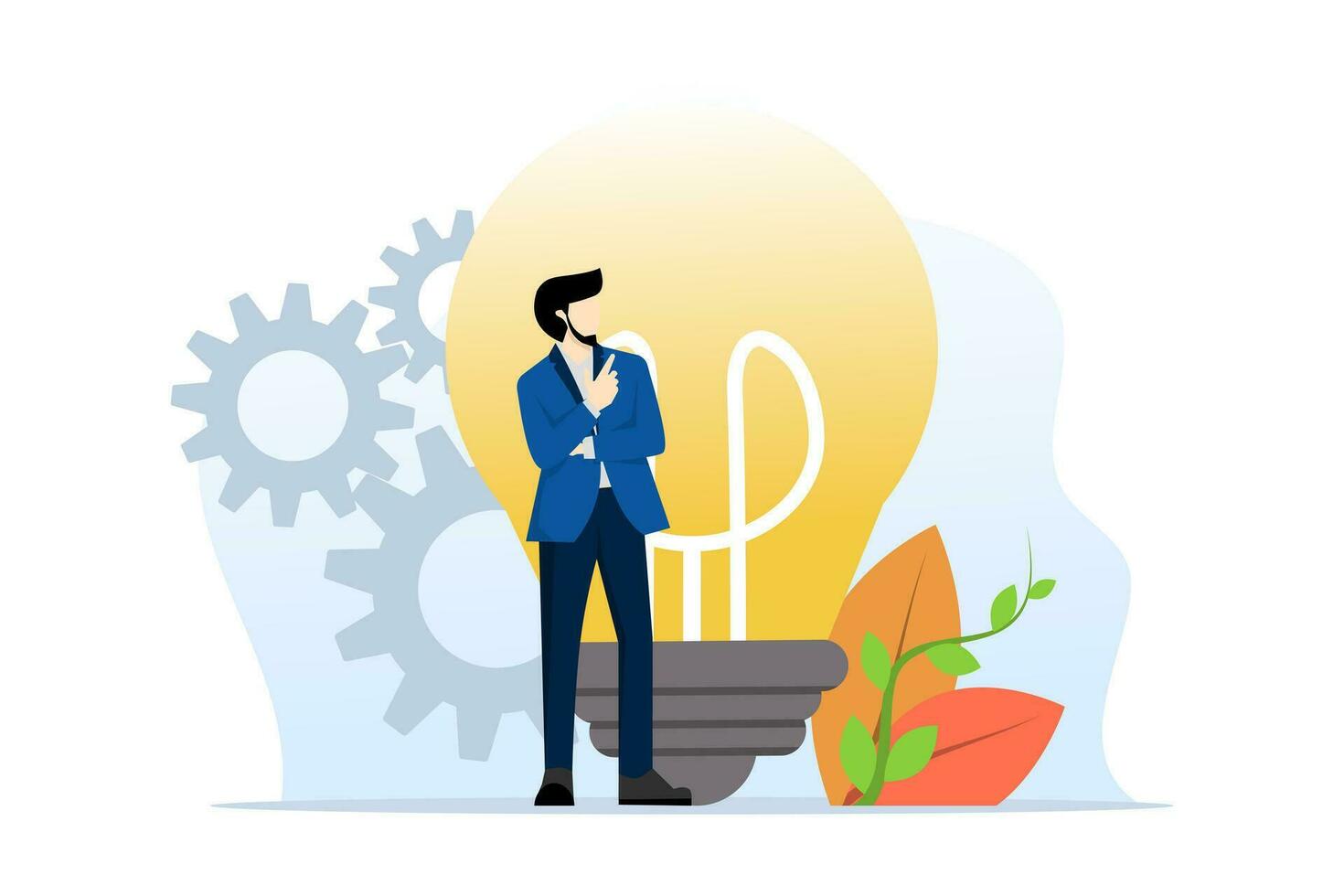 concept generates ideas. Businessman with idea light bulb. got a brilliant idea, a light bulb. Insight business concept, creative thinking, inspiration. flat vector illustration on a white background.