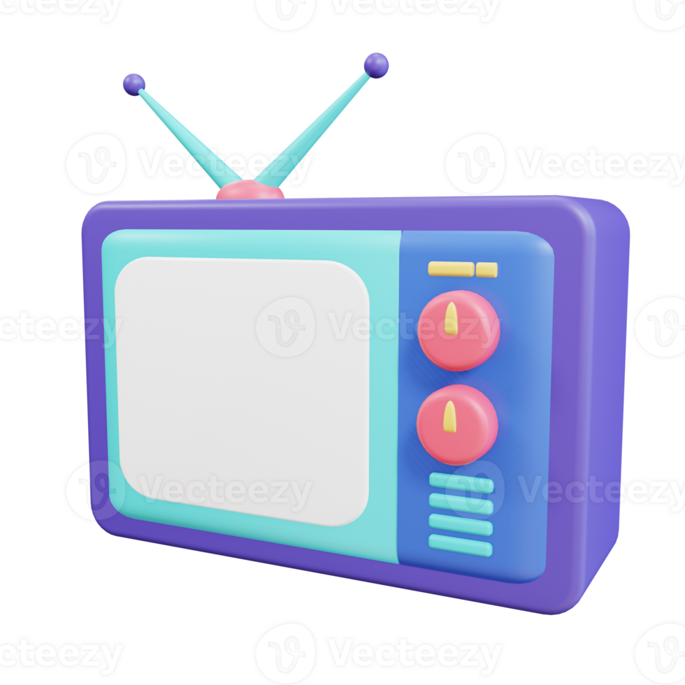 old Television 3d Render object with transparent background png