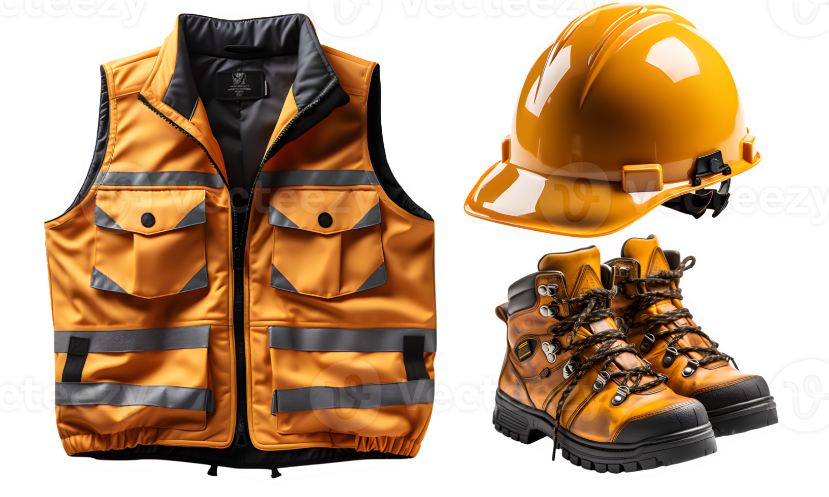 safety clothing equipment ,Miner safety equipment isolated on transparent background ,generative ai png