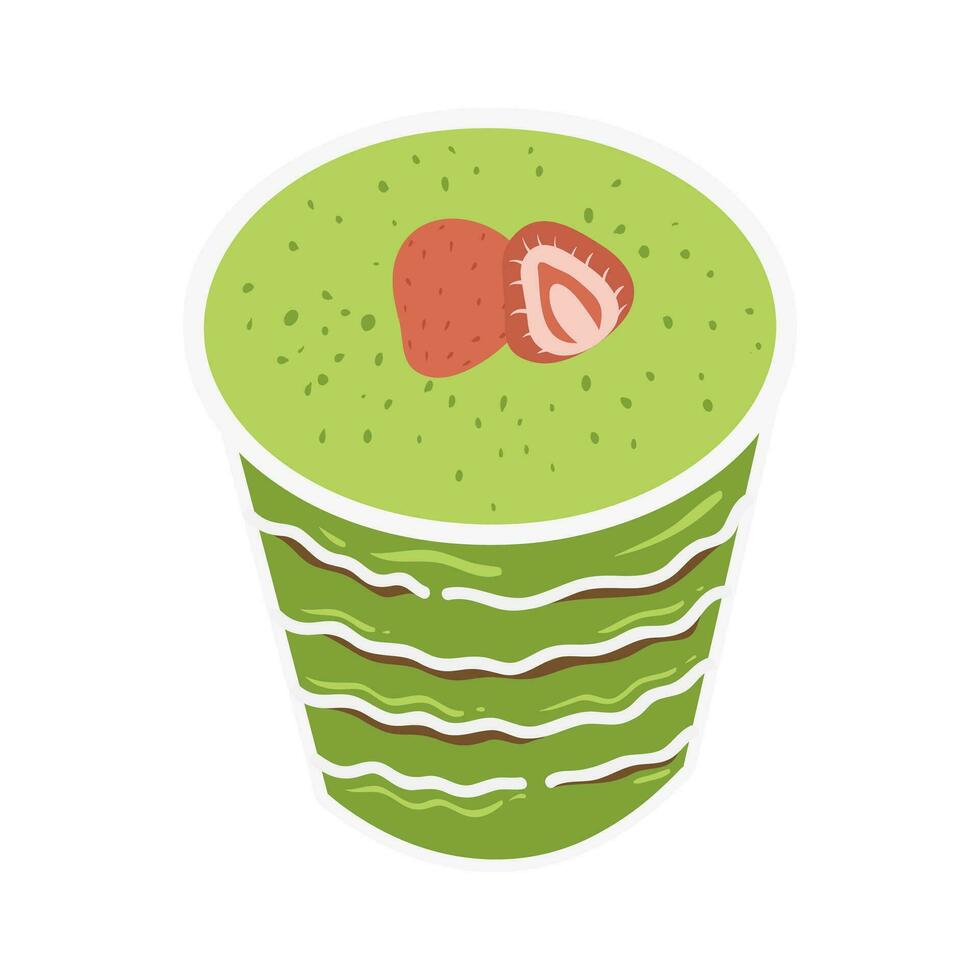 Matcha desserts illustration. Lovely matcha green powder tea-based recipe desserts flat design illustration with cakes, cookies, biscuits, and other sweets. vector