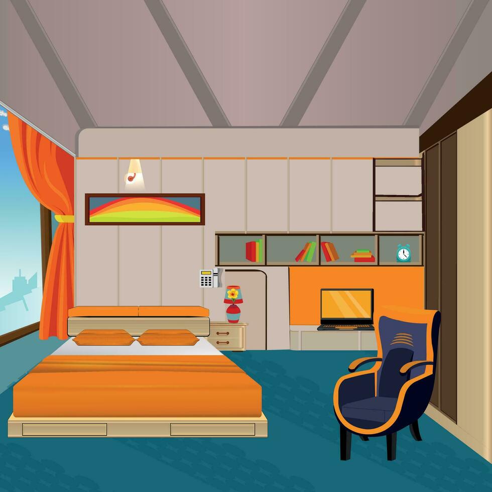 Bedroom decoration vector art