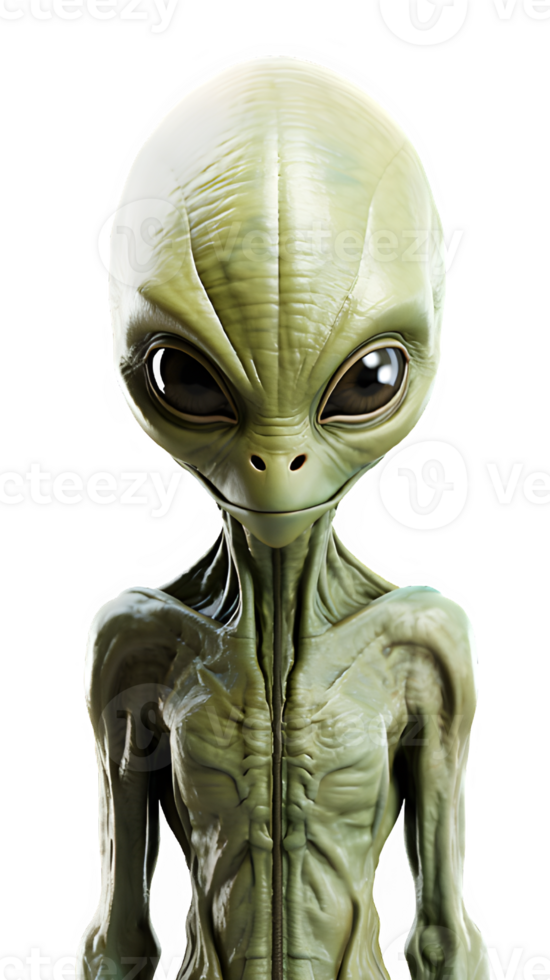 green alien isolated on transparent background ,generative ai png