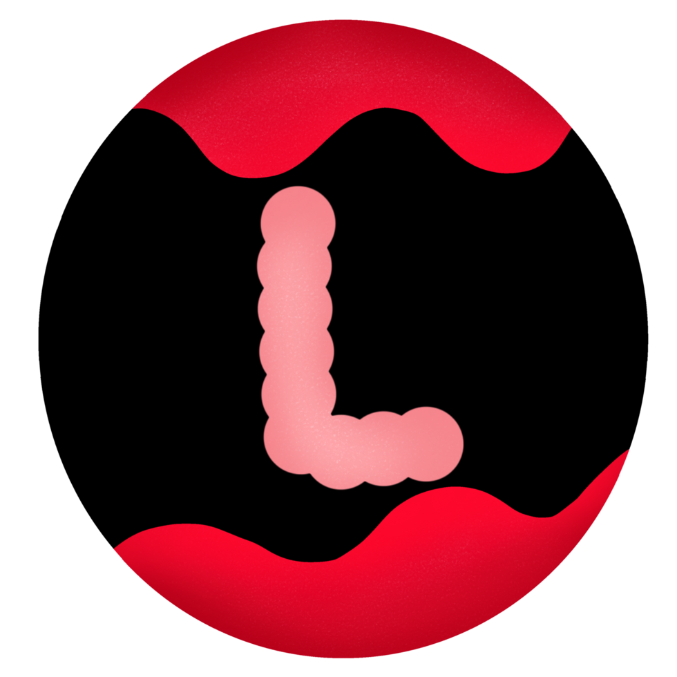 Uppercase in a red-black circle,Alphabet L png