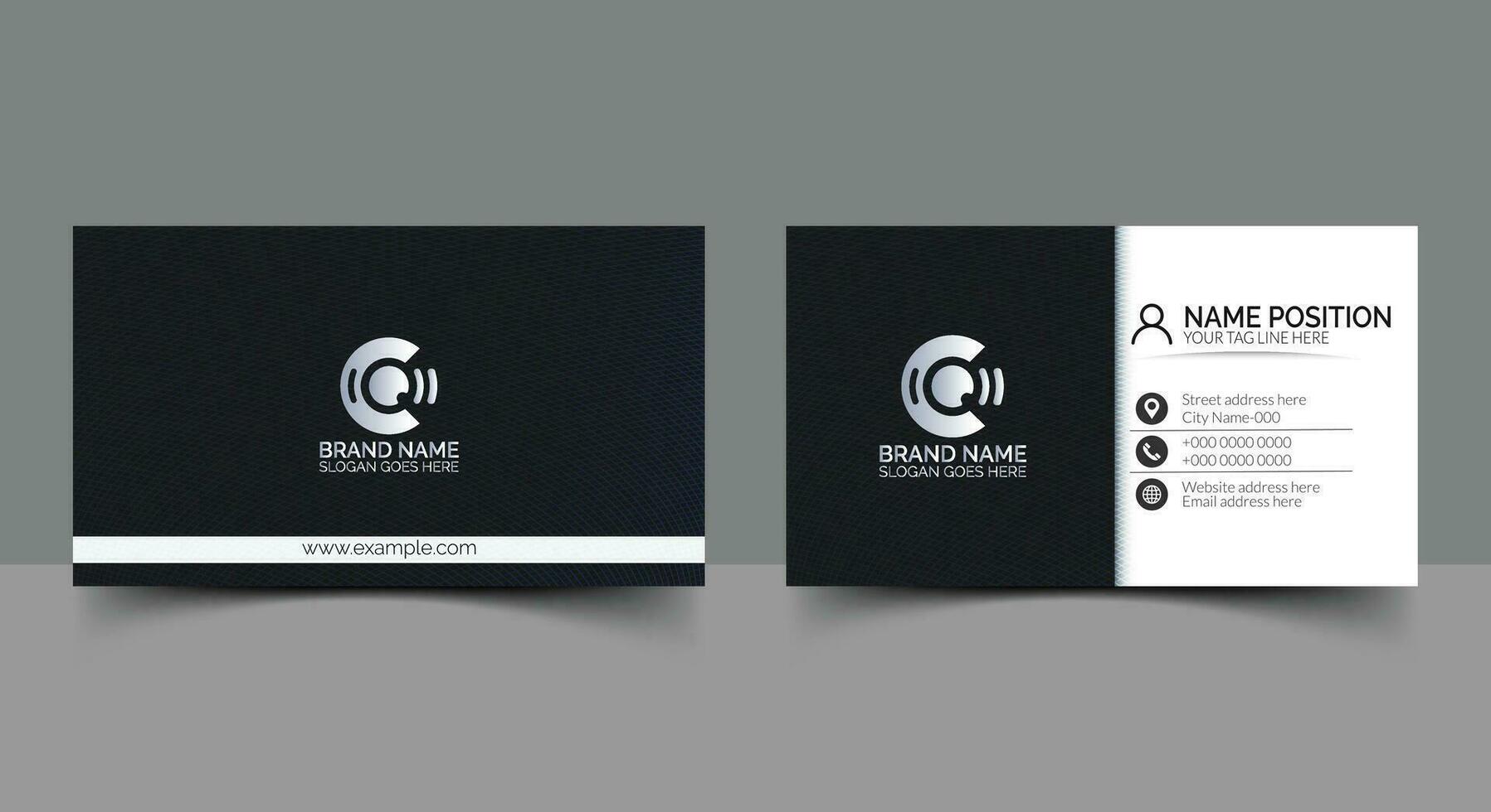 Elegant dark and white business card iayout. Unique shape modern creative business card template design. vector