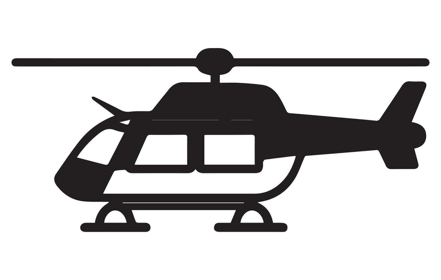 negro aislado silueta de helicóptero en blanco fondo, helicóptero silueta en negro vector gráfico