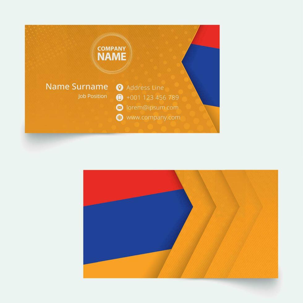 Armenia Flag Business Card, standard size 90x50 mm business card template. vector