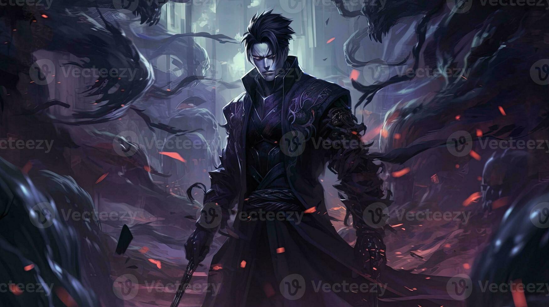 dark emissary, digital art illustration, Generative AI photo