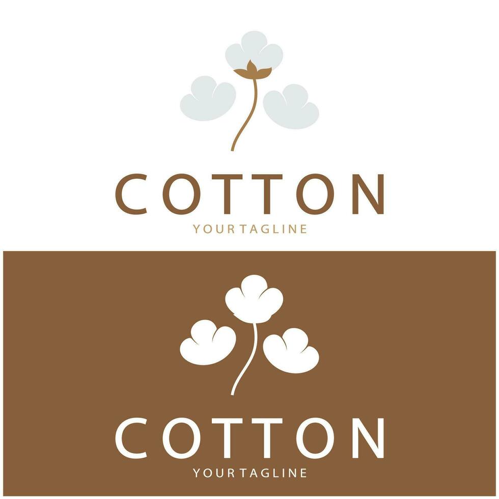 suave natural orgánico algodón flor planta logo para algodón plantaciones, industrias, negocios, textiles, ropa y belleza, vector