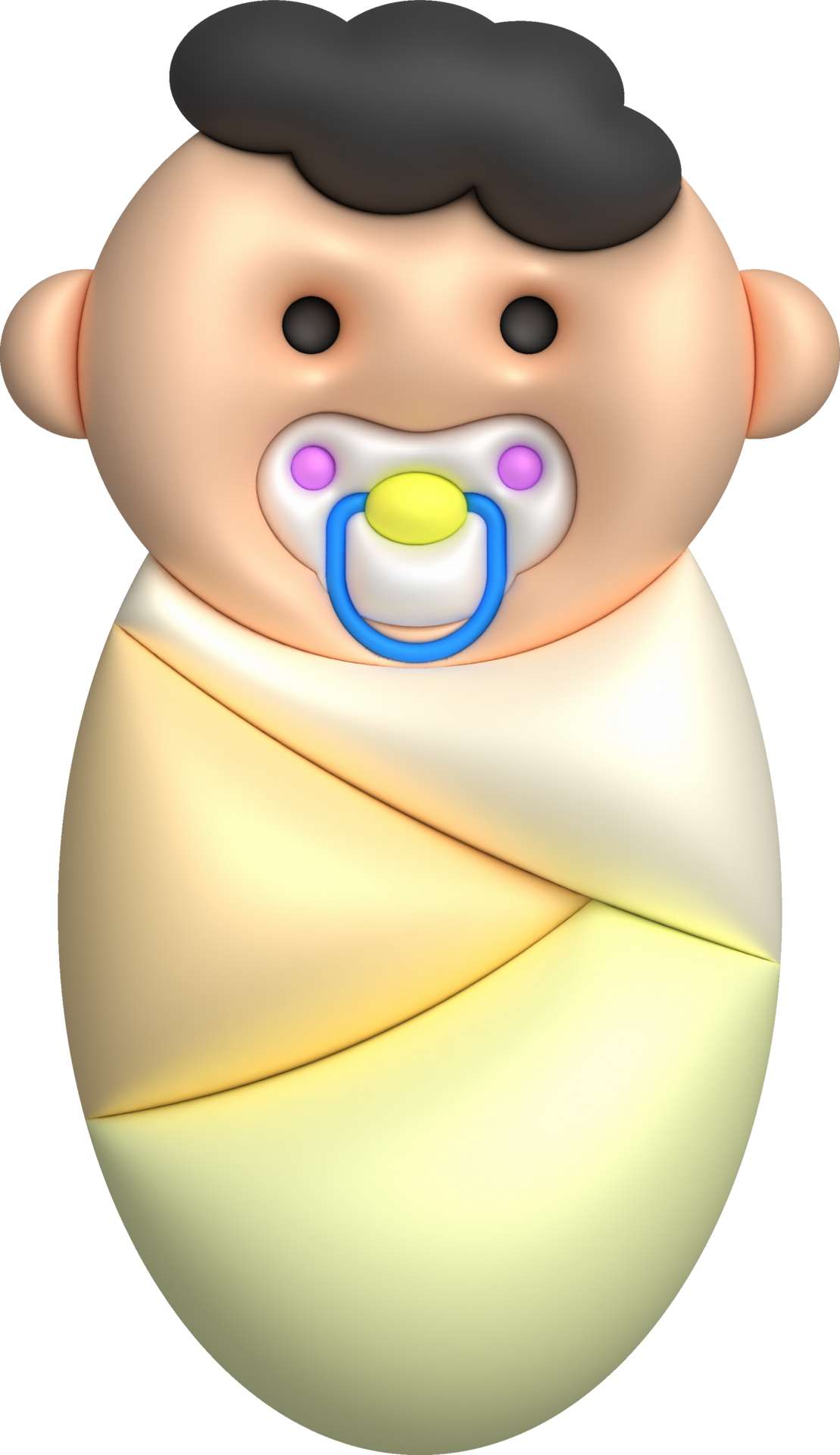 3D illustration newborn sleeping baby wrapped in a blanket.Pillow and