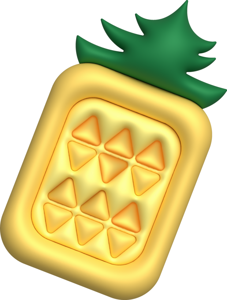 3d illustratie zwemmen ring, ananas vorm, zwemmen redder in nood, zomer vakantie of reis veiligheid. png