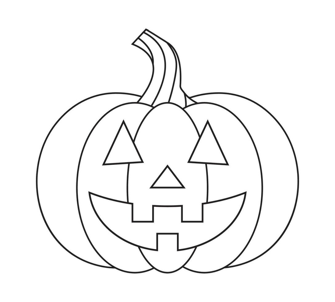 Jack-O-Lantern Pumpkin. Smiling Pumpkin  Icon. Pumpkin Shape Outline. Vector Illustration.