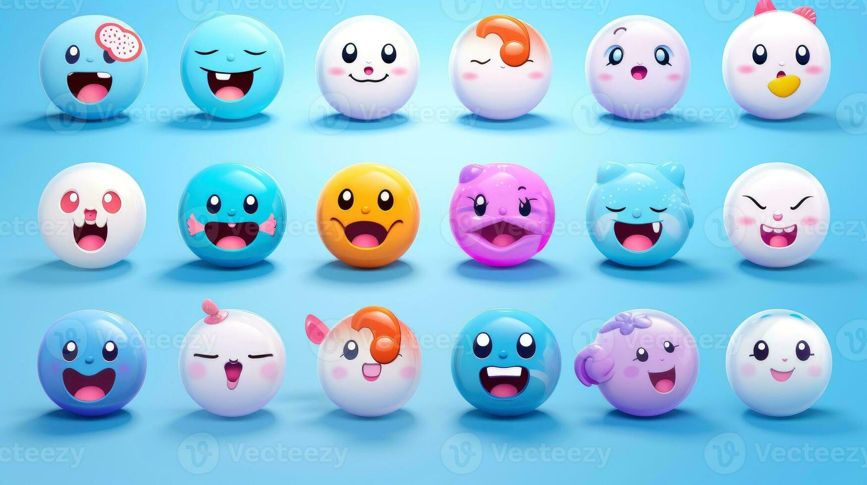 Set of animal faces, face emojis, stickers, emoticons,cartoon funny mascot characters face set, Generative AI illustration photo
