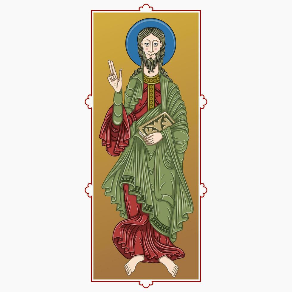 Vector design of Saint James the Apostle holding a codex, Christian art from the middle ages