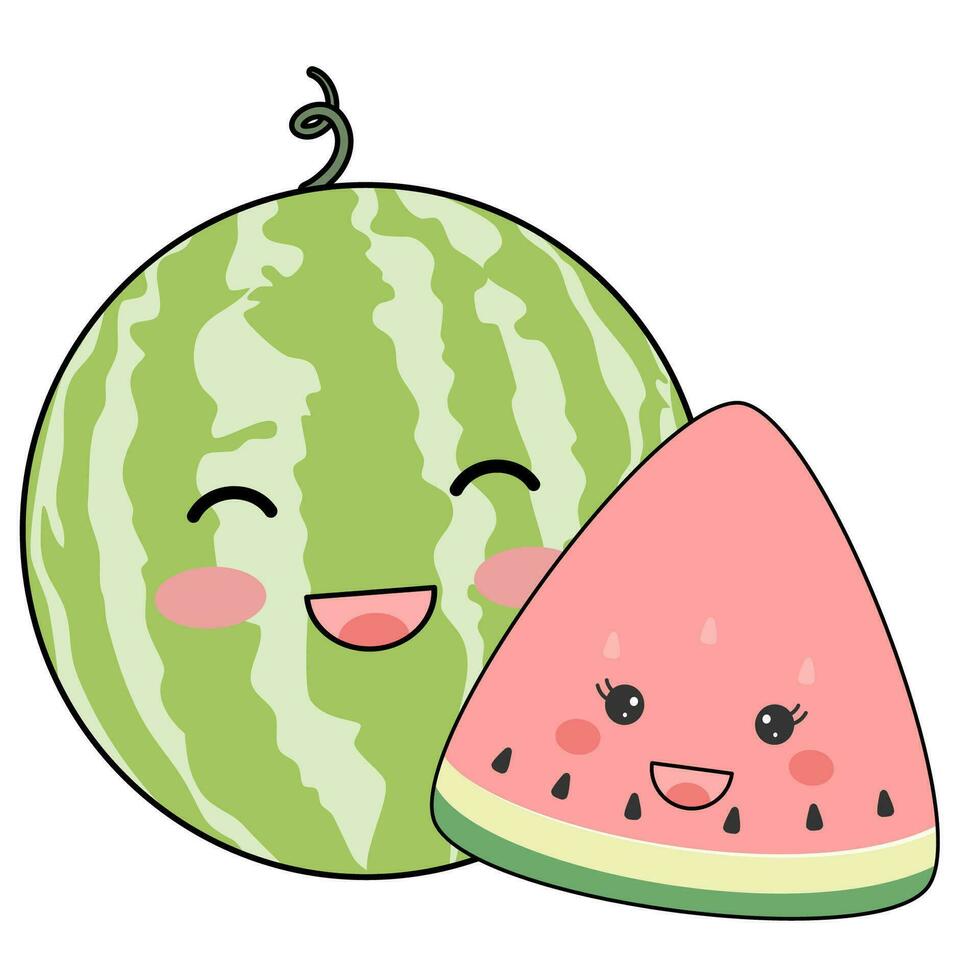 Cute watermelon in pastel colors, white background. vector