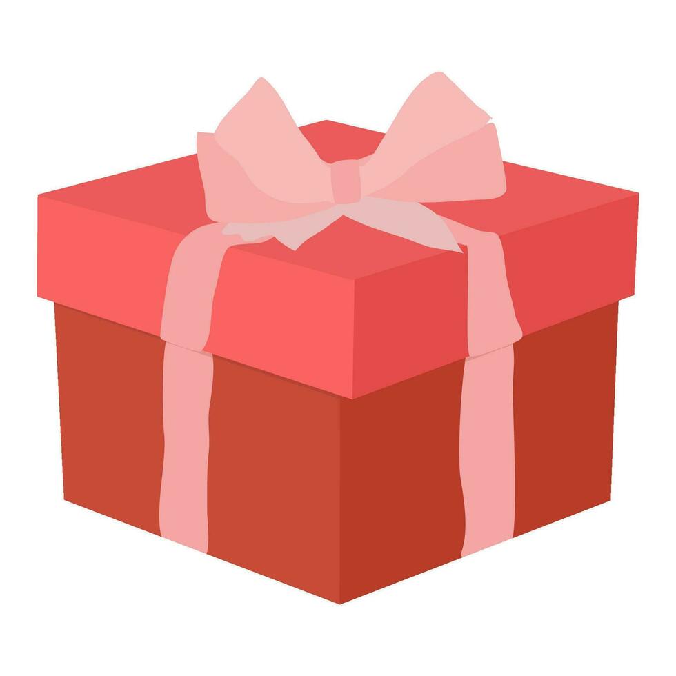 Red gift box tied with a pink bow vector