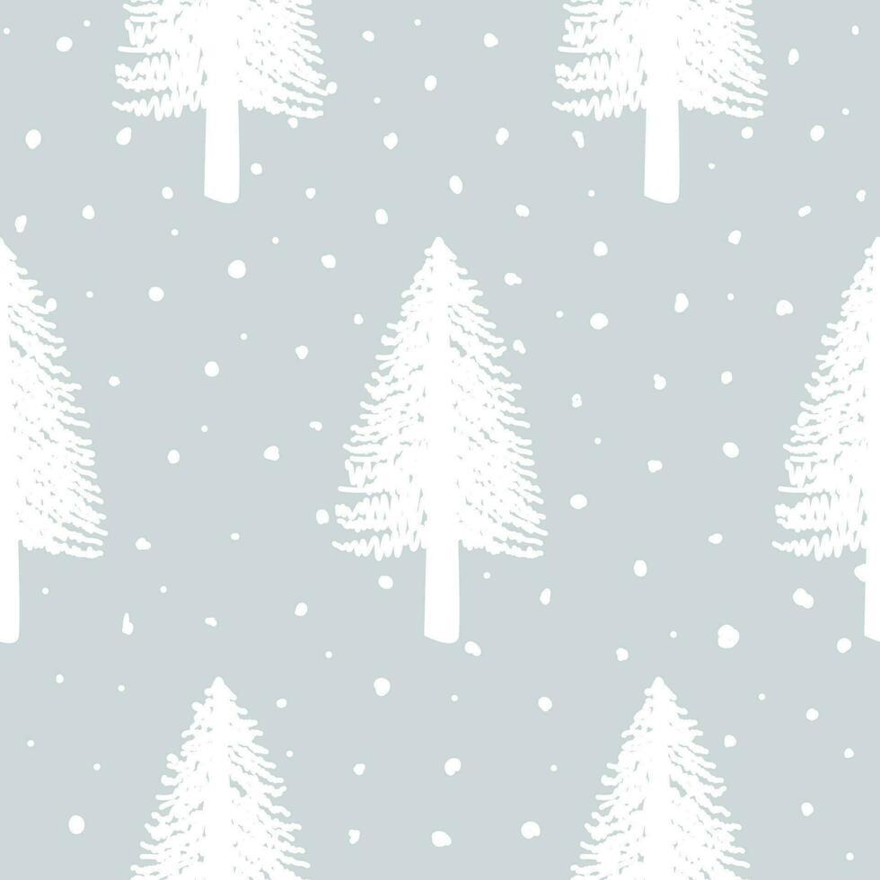 Seamless Christmas tree Noel gold print New Year's holiday decoration Golden Christmas background with pine trees and snowflakes. Wallpaper, gift wrap design. vector