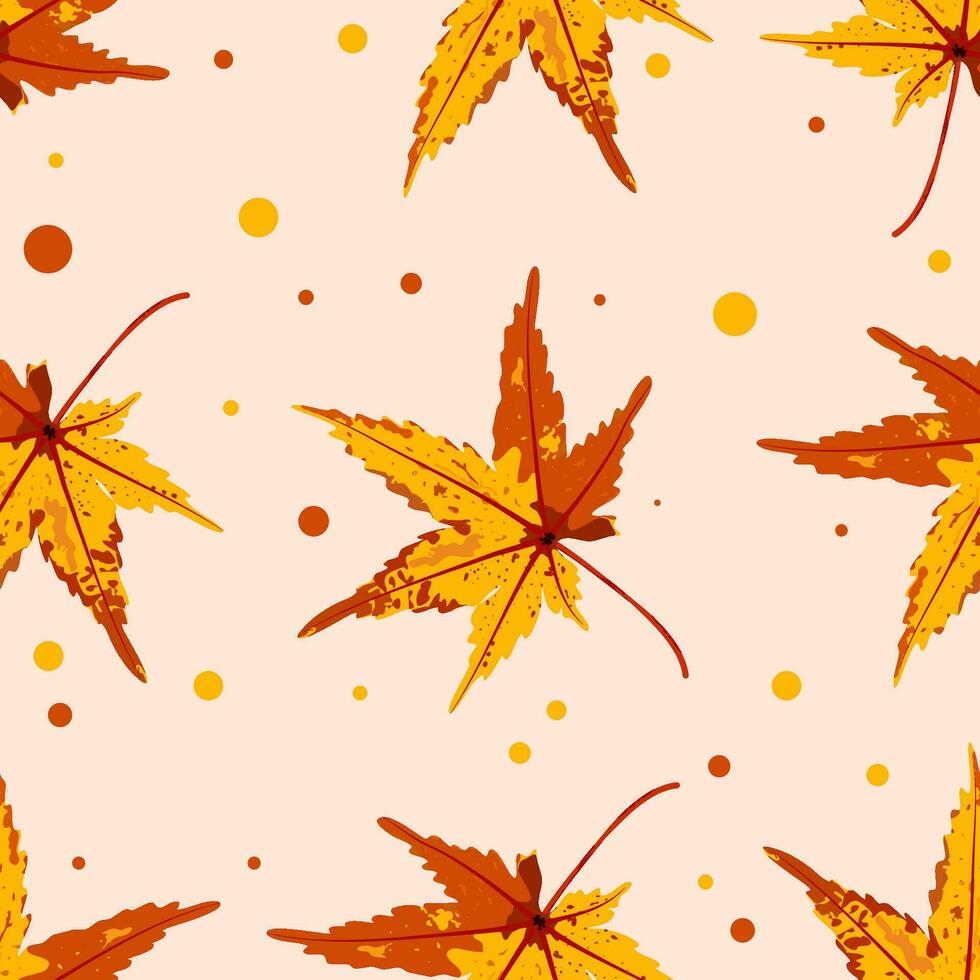 autumn dry leaves red confetti sprinkles spots orange yellow red seamless pattern warm autumn season background vector