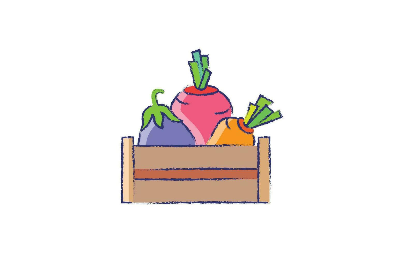 vegetales caja mano dibujado ilustración vector