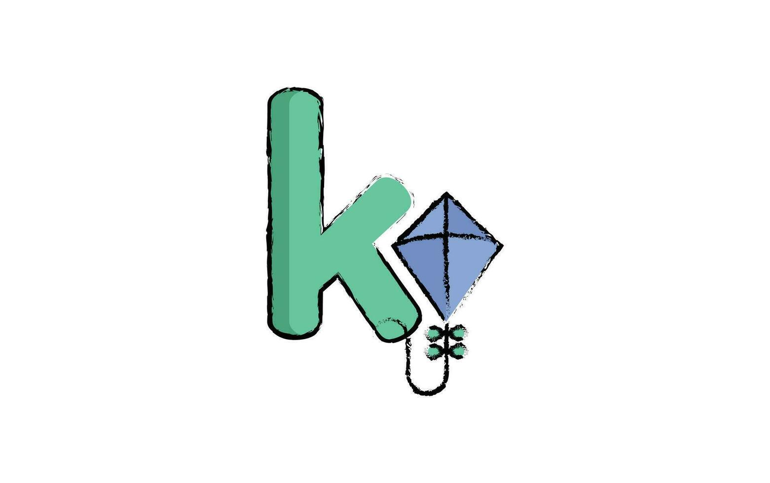 Alphabet Series K hand drawn illustration vector