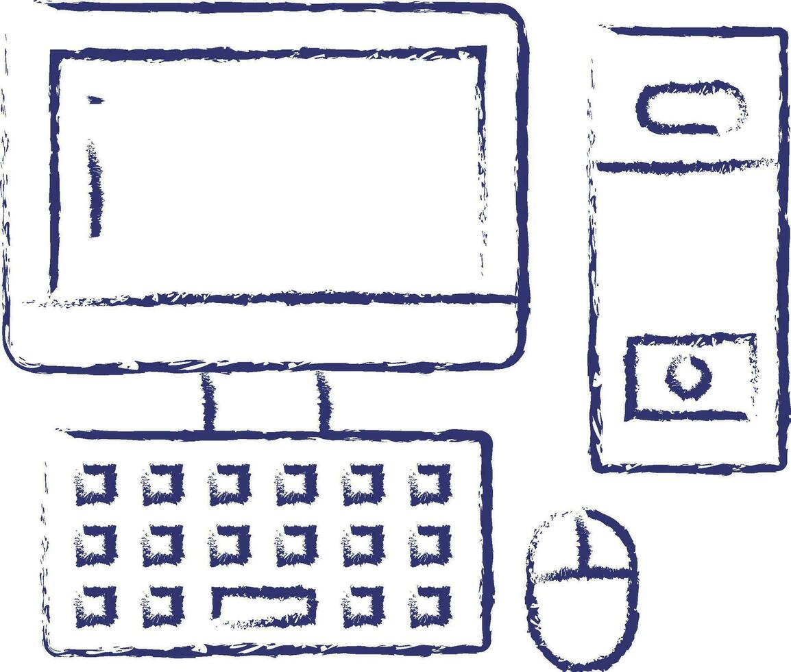 Desktop Computer hand drawn illustration vector