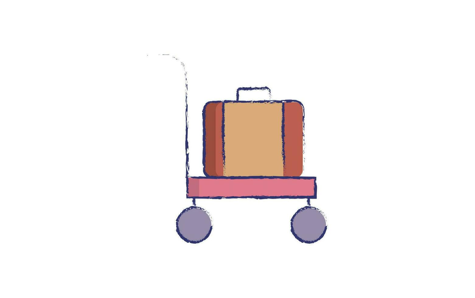 equipaje carretilla mano dibujado ilustración vector