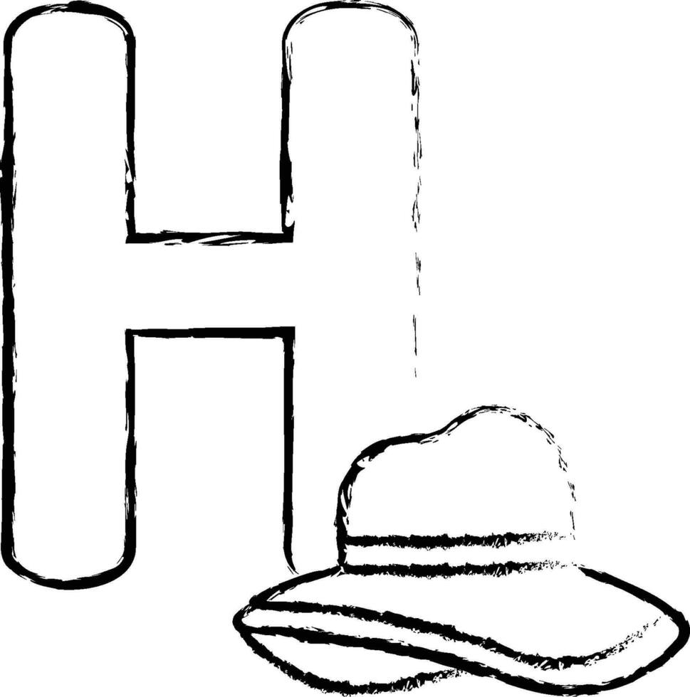 Alphabet Series H hand drawn illustration vector