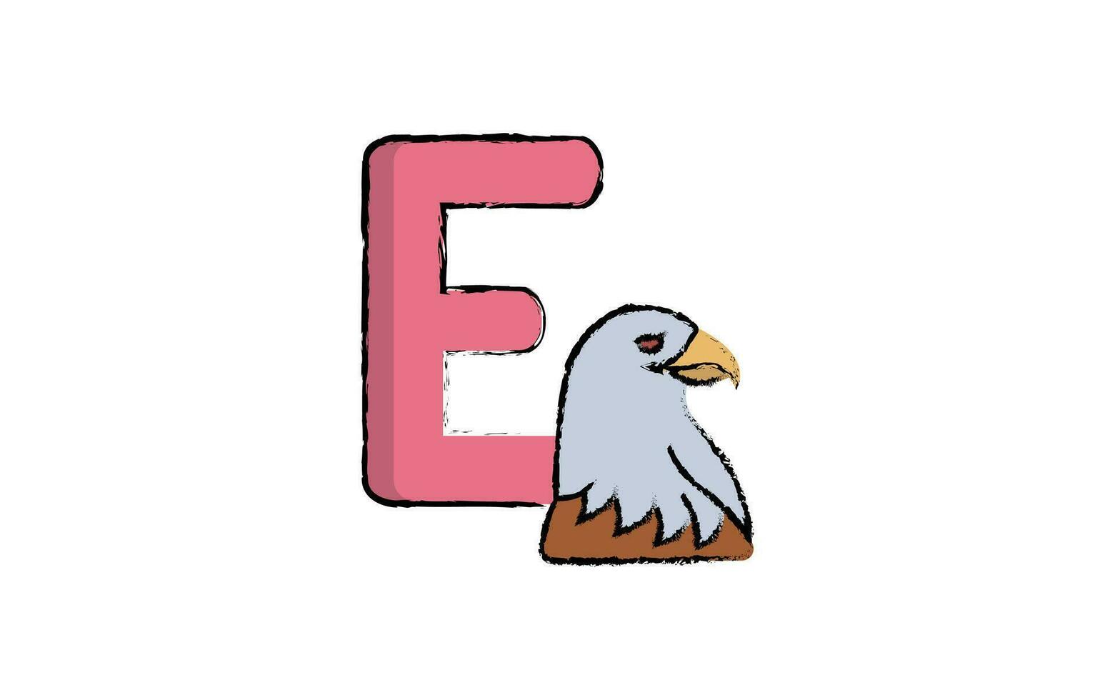 Alphabet Series E hand drawn illustration vector