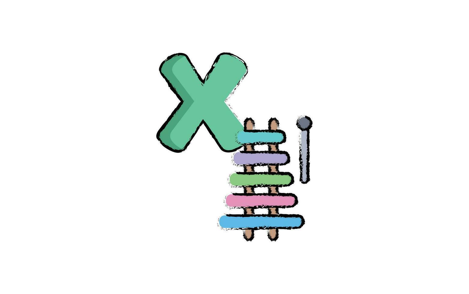 alfabeto serie X mano dibujado ilustración vector