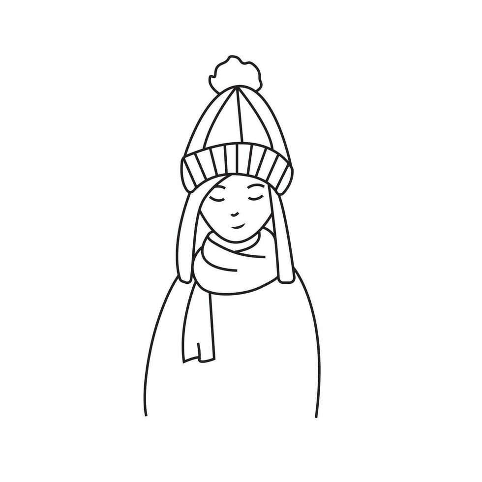 vector ilustración de un niña en un invierno sombrero.
