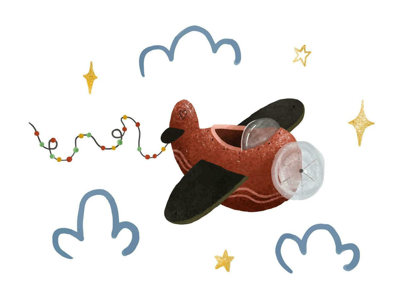 Cartoon air transport. Pane, airplane, airship,  aircraft. Cildren toy planes set. Boy illustration. Decor for nursery, clothes, textile, stickers vector