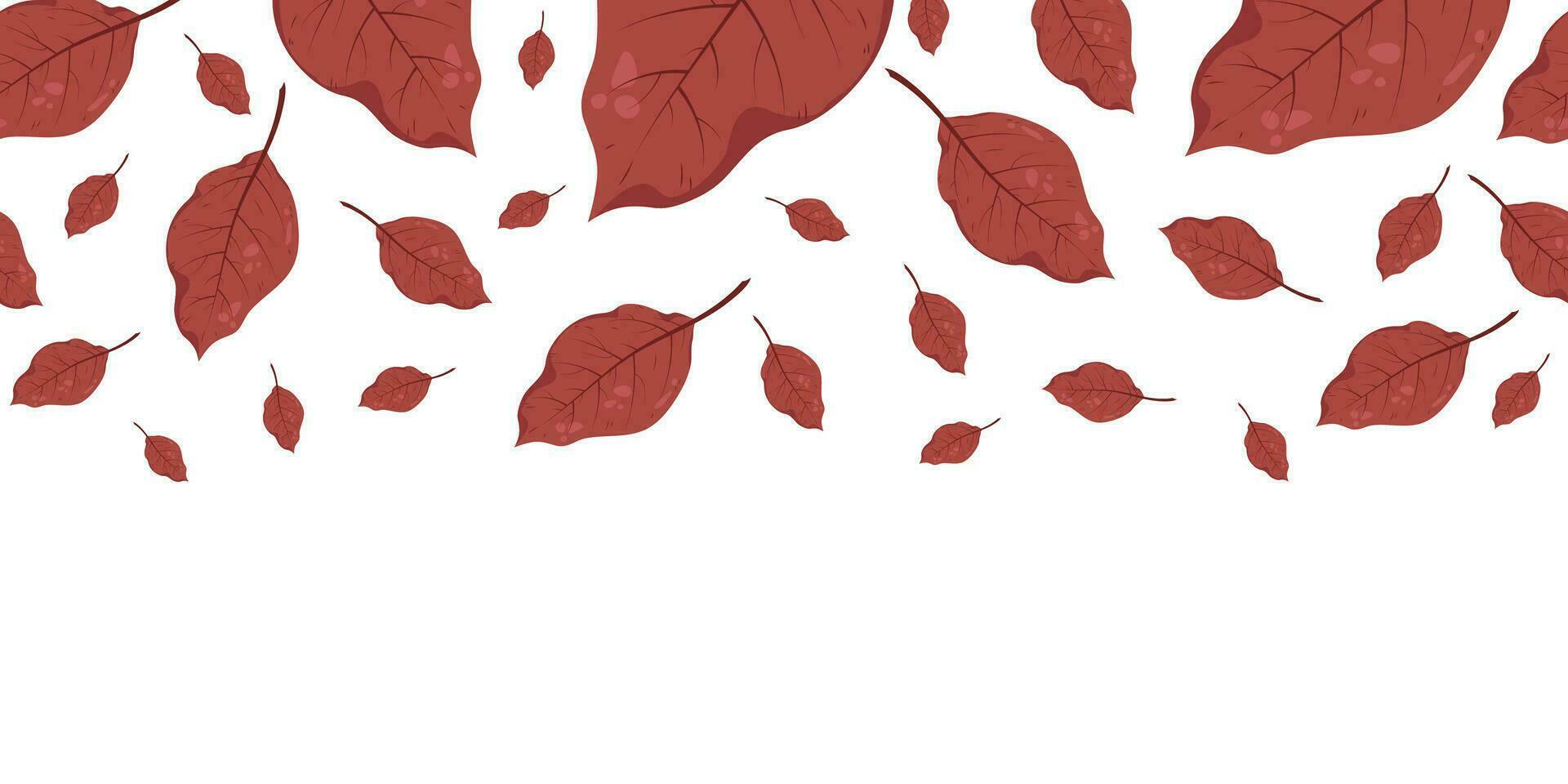 Seamless horizontal banner pattern with autumn fall red leaves of birch. Perfect for wallpaper, wrapping paper, web sites, background, social media, blog and greeting cards, advertising vector