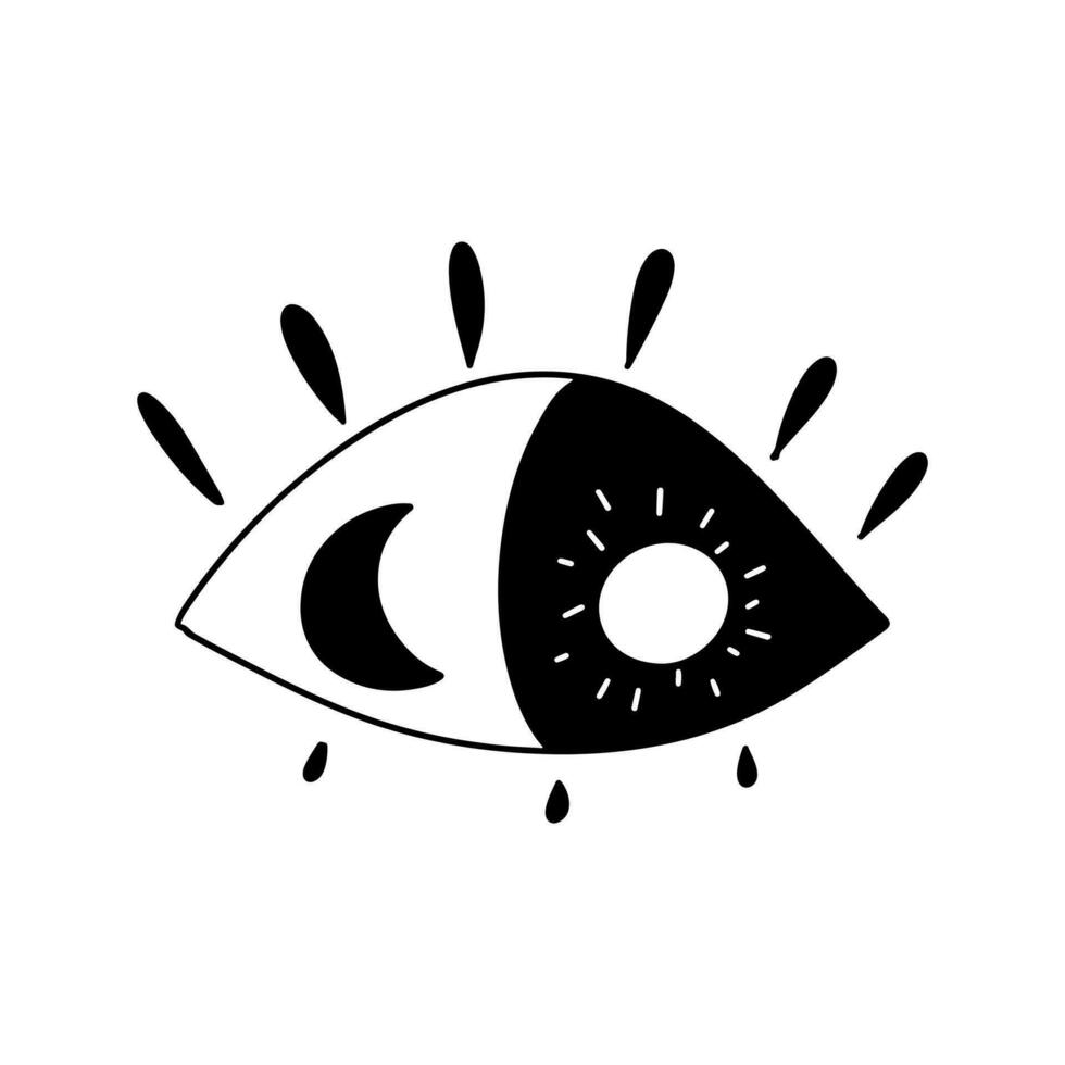 EYE Esoteric Symbol. Hand drawn doodle style. Vector illustration isolated on white. Coloring page.