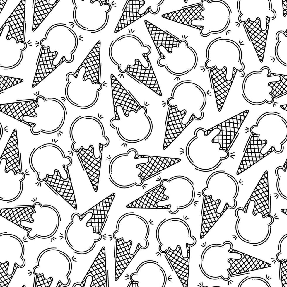 Summer doodle seamless pattern with ice creams vector
