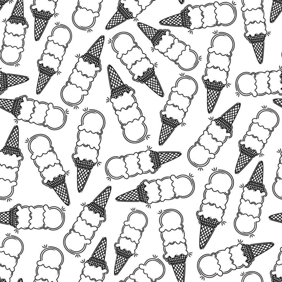 Summer doodle seamless pattern with ice creams vector