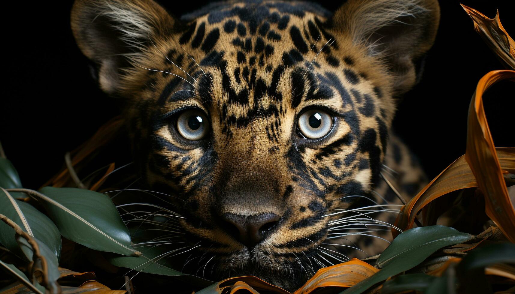 Close up portrait of a cute, striped Bengal tiger staring generated by AI photo