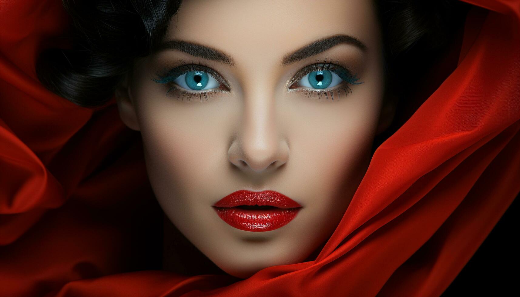 Beautiful woman with elegant fashion, sensuality, and glamour, looking at camera generated by AI photo