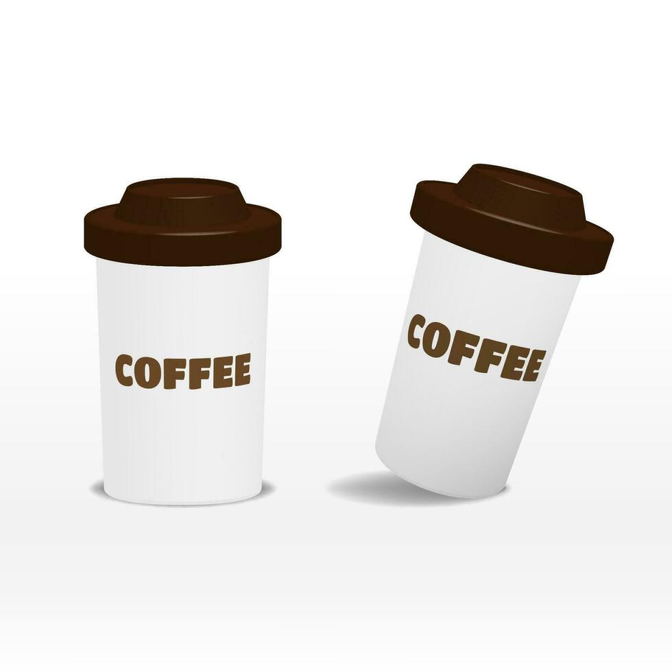 Set 3d Vector Realistic Coffee Cups on White Background Suitable for Mock up or Advertising
