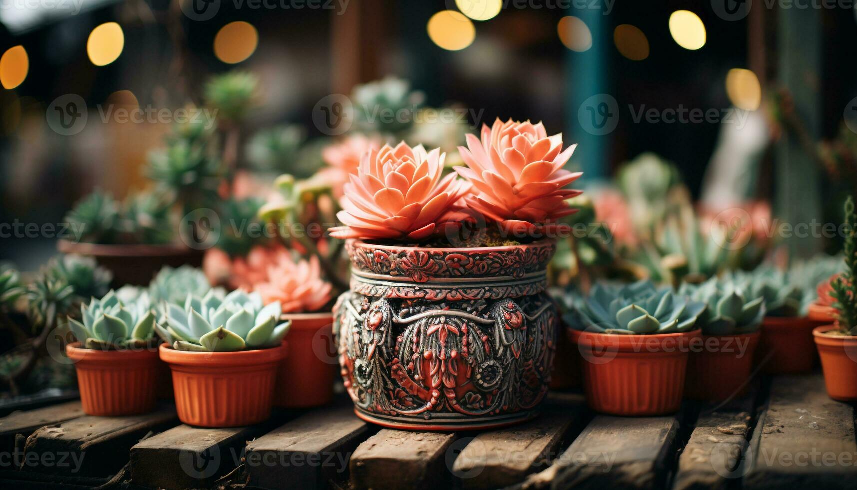 A beautiful flower pot with a fresh, green plant inside generated by AI photo
