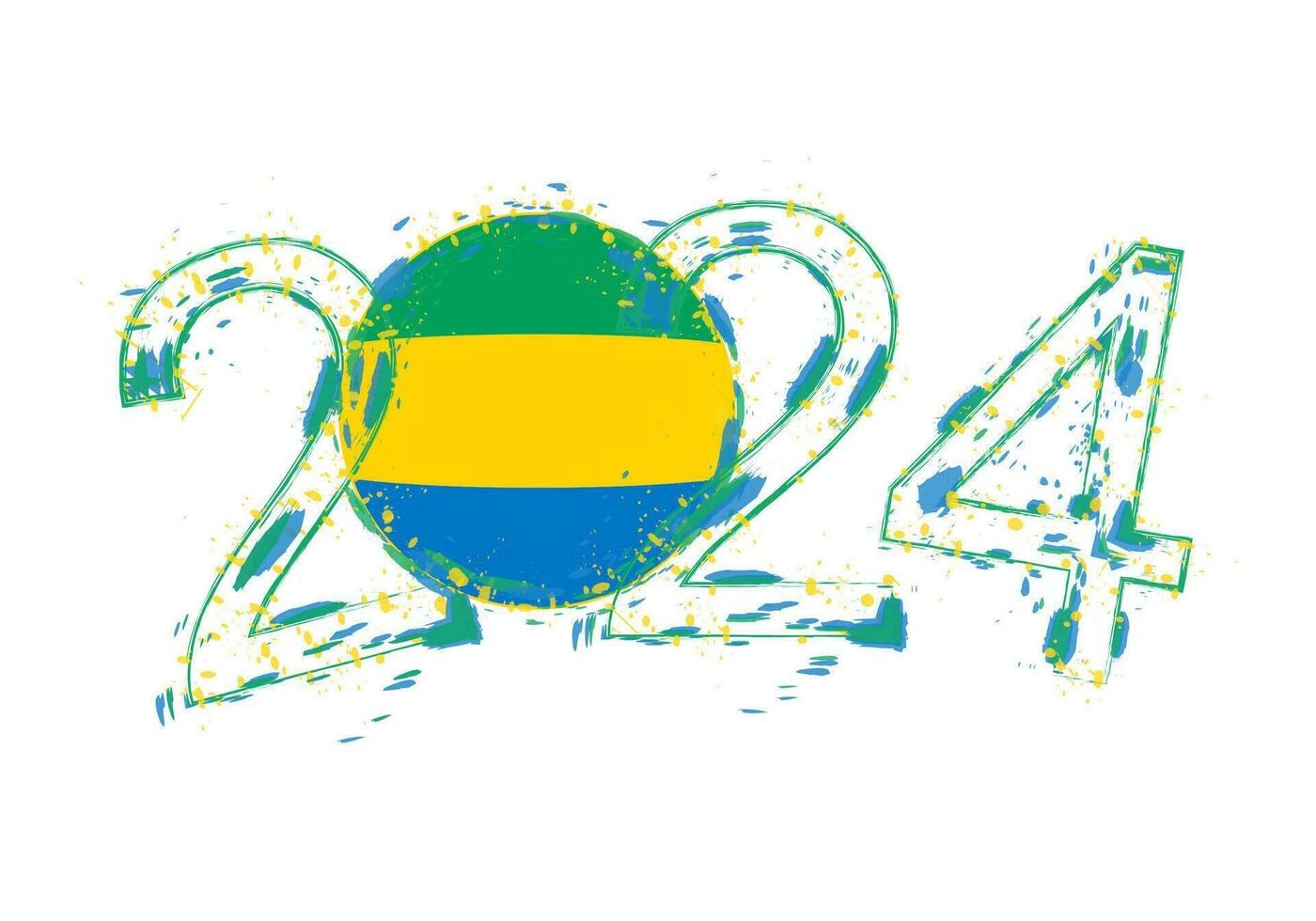 2024 Year in grunge style with flag of Gabon. 29776602 Vector Art at