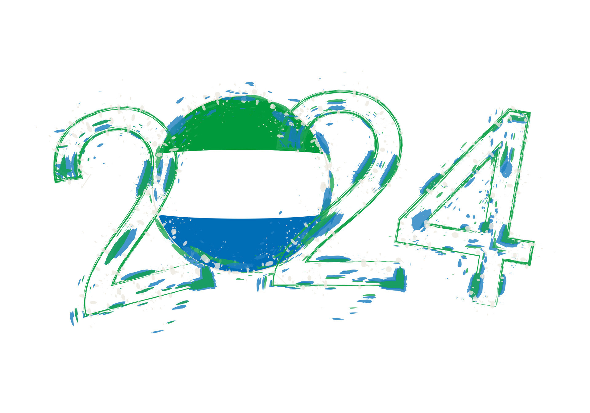 2024 Year in grunge style with flag of Sierra Leone. 29776611 Vector