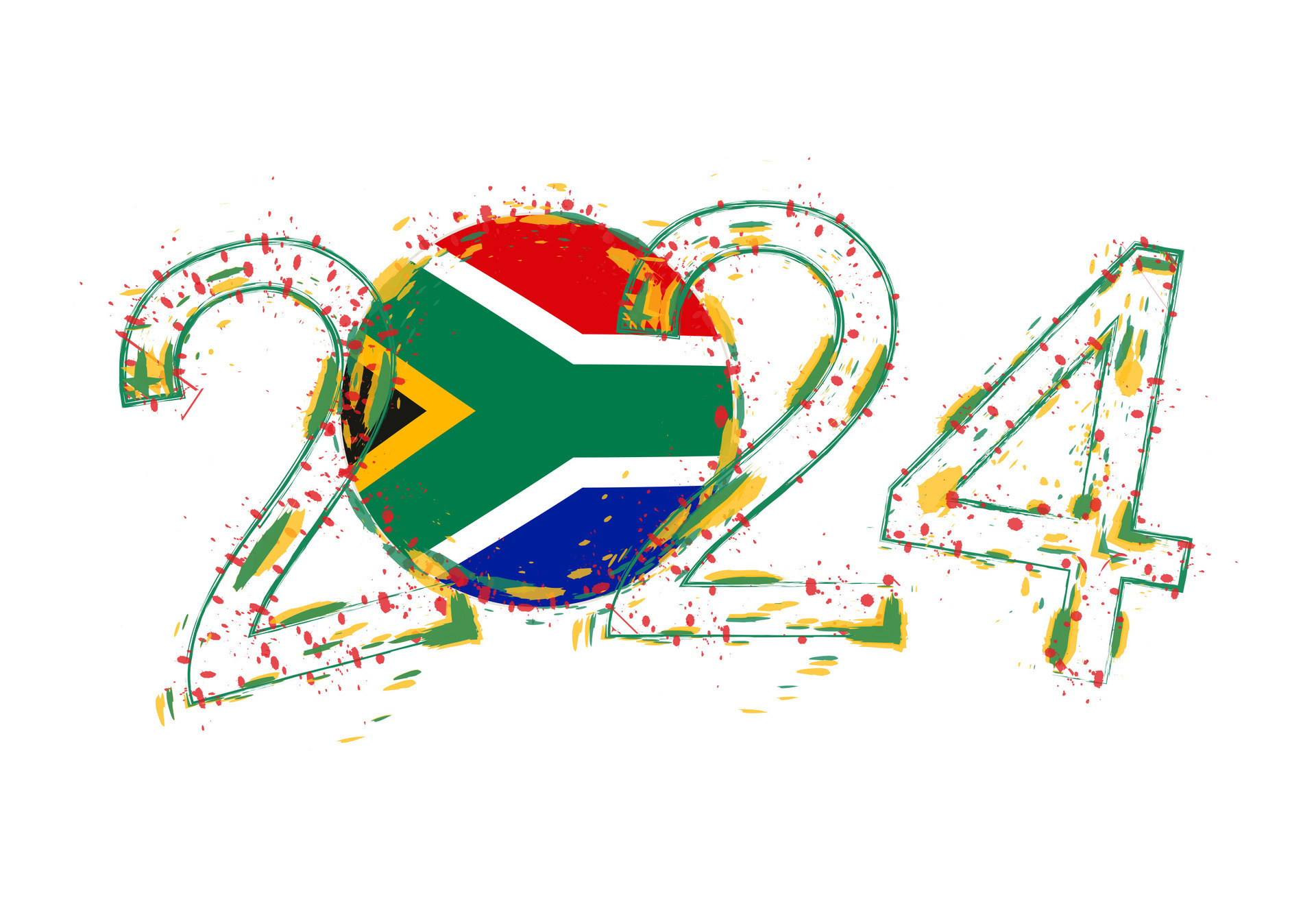 2024 Year in grunge style with flag of South Africa. 29776617 Vector