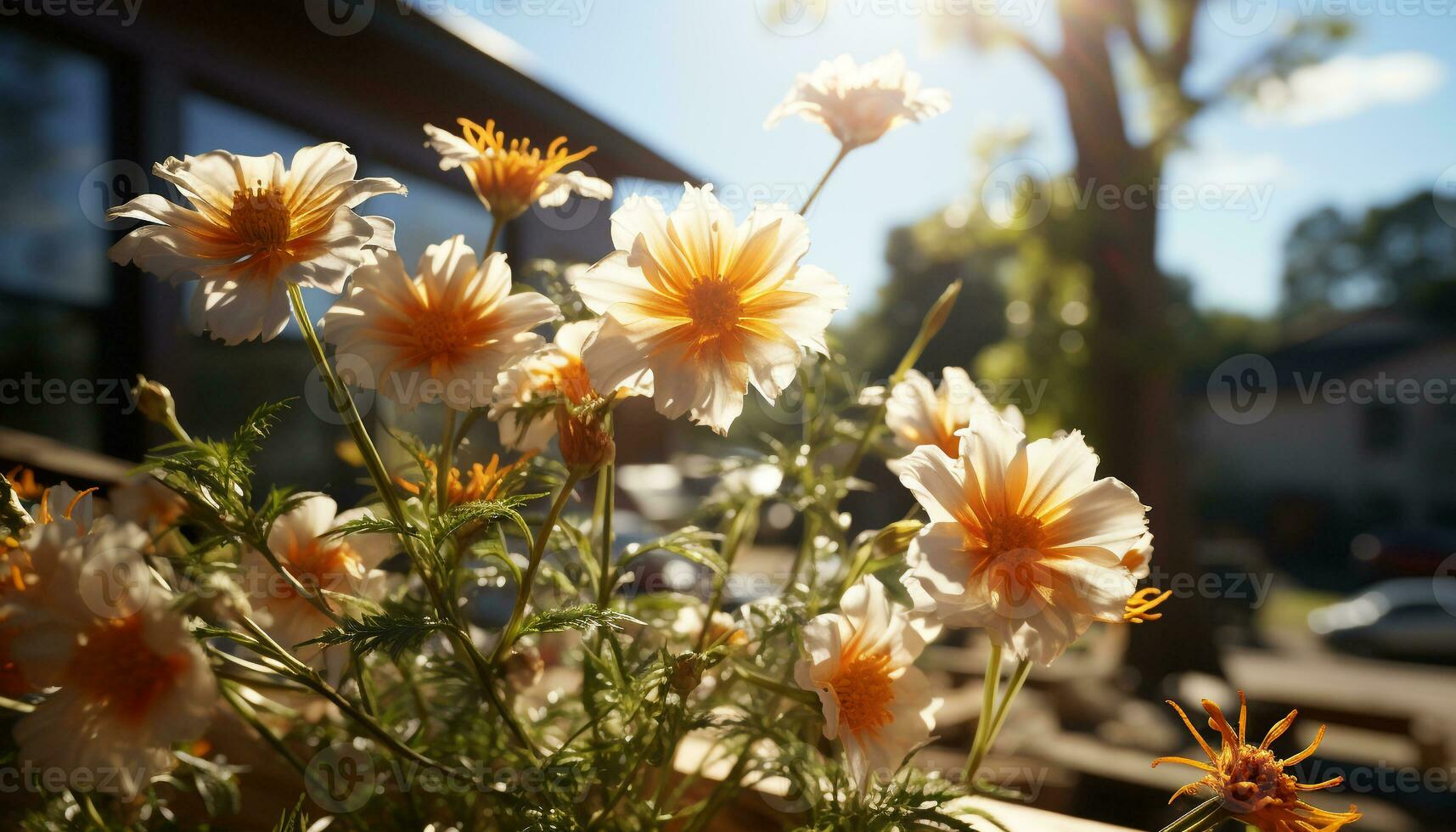 A vibrant bouquet of colorful flowers blossoms in the meadow generated by AI photo