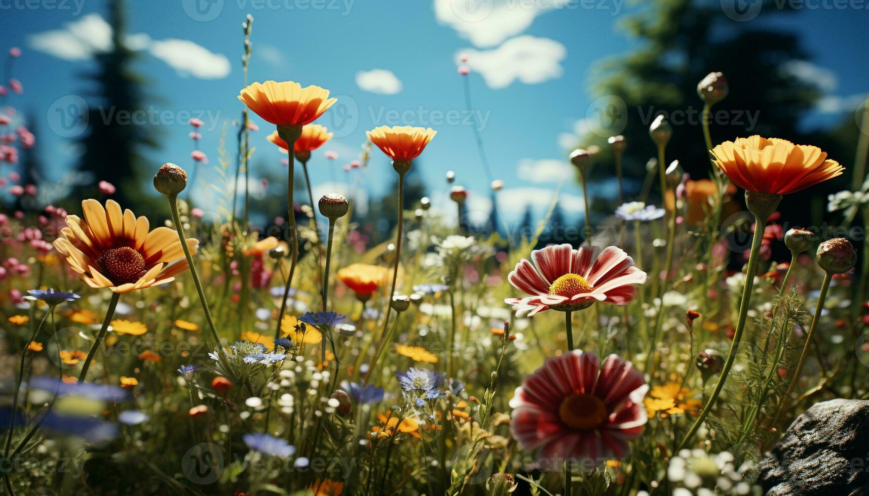 Vibrant summer meadow a colorful tapestry of wildflowers in bloom generated by AI photo
