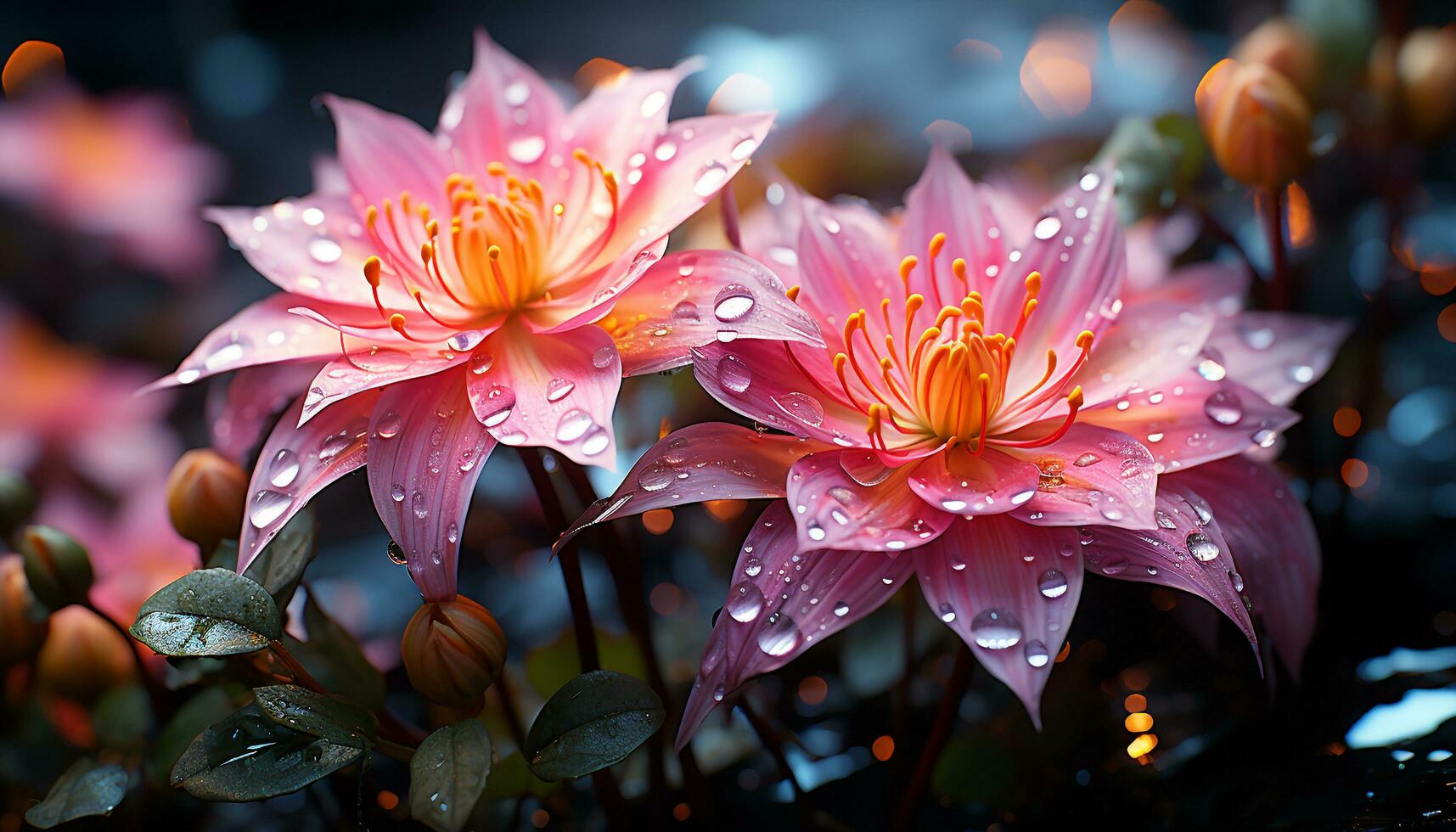 A vibrant bouquet of multi colored flowers in a formal garden generated by AI photo