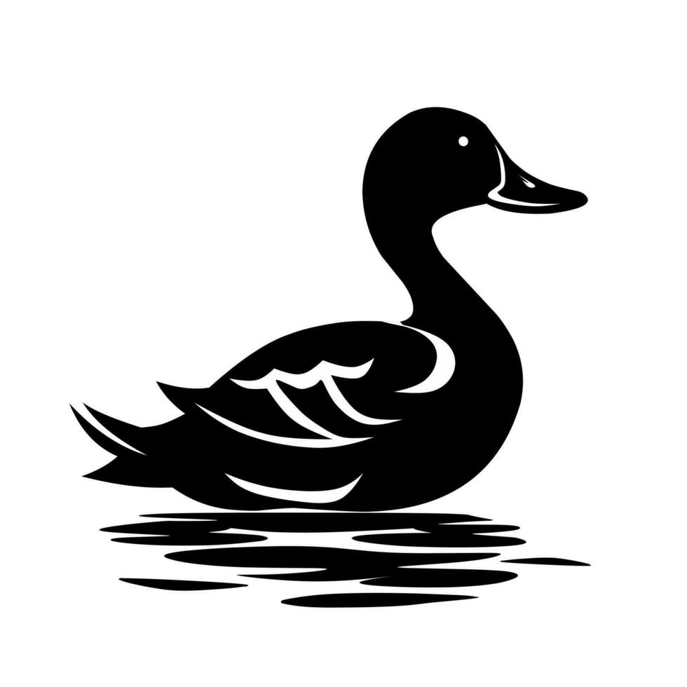 black and white duck illustration design on a white background vector