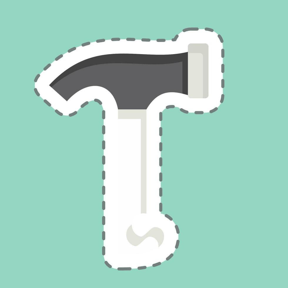 Sticker line cut Hammer. related to Camping symbol. simple design editable. simple illustration vector